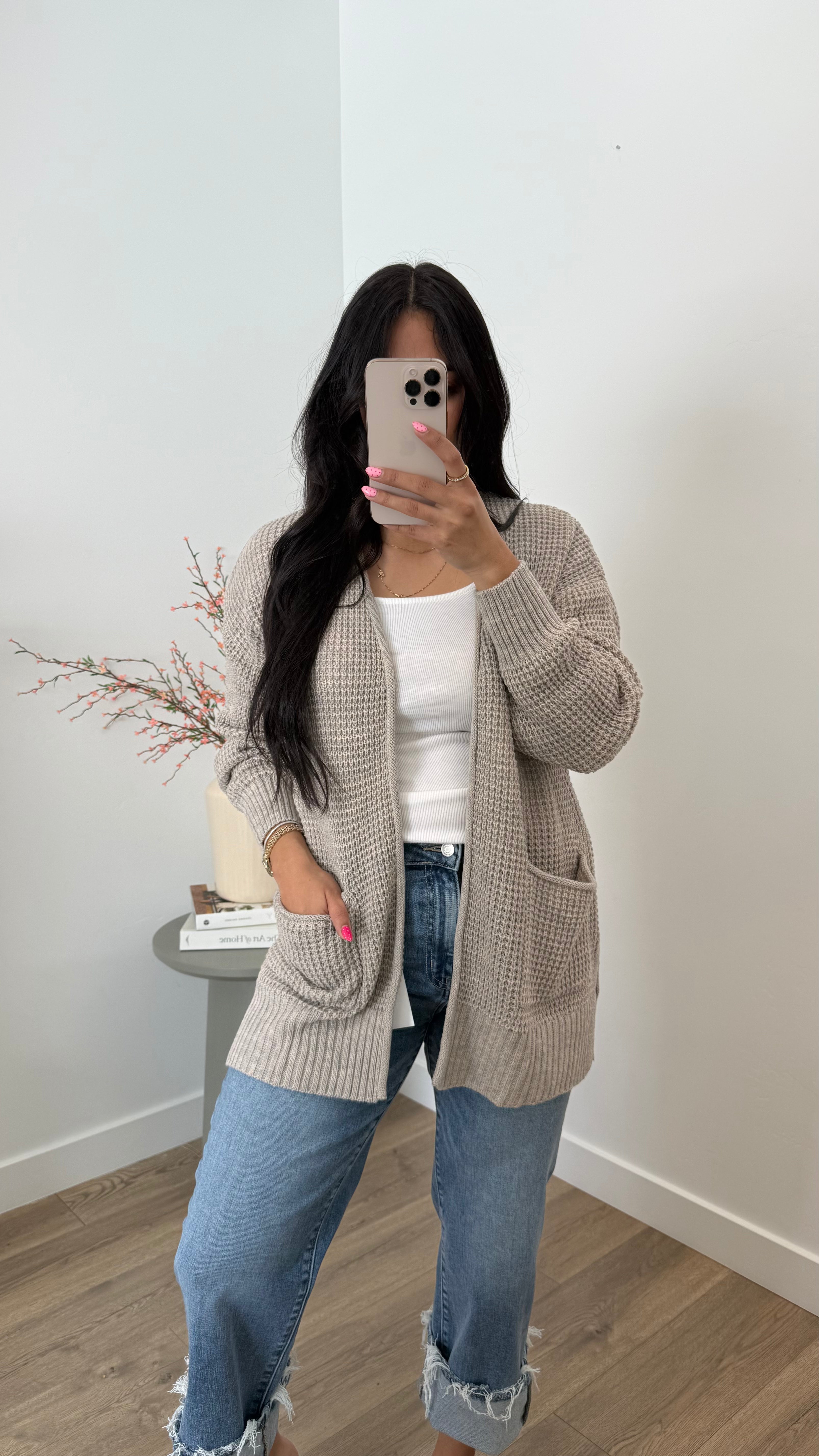 WAFFLE OPEN CARDIGAN