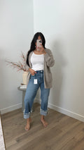 STRAIGHT RAW HEM DENIM PANTS