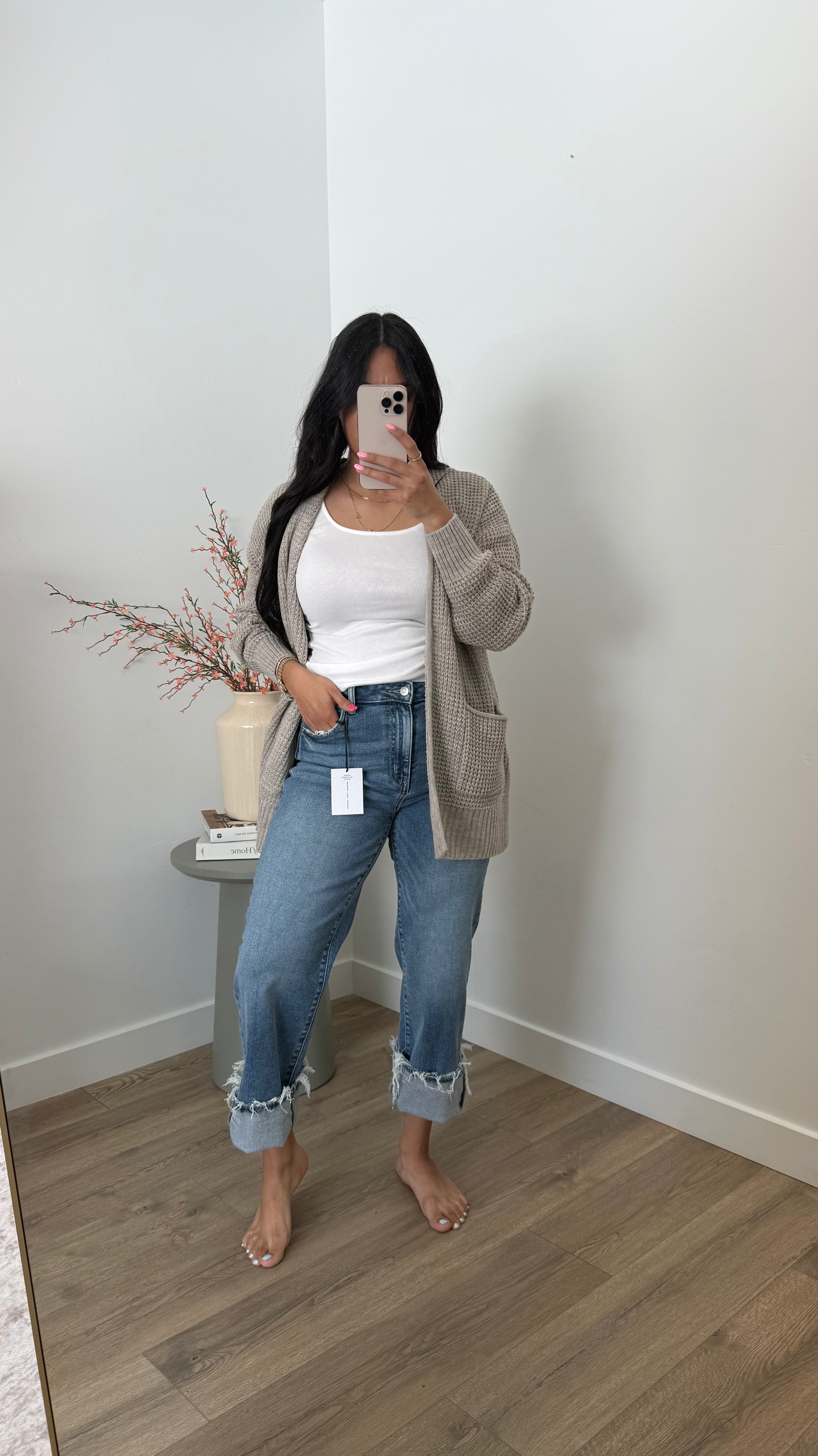 STRAIGHT RAW HEM DENIM PANTS