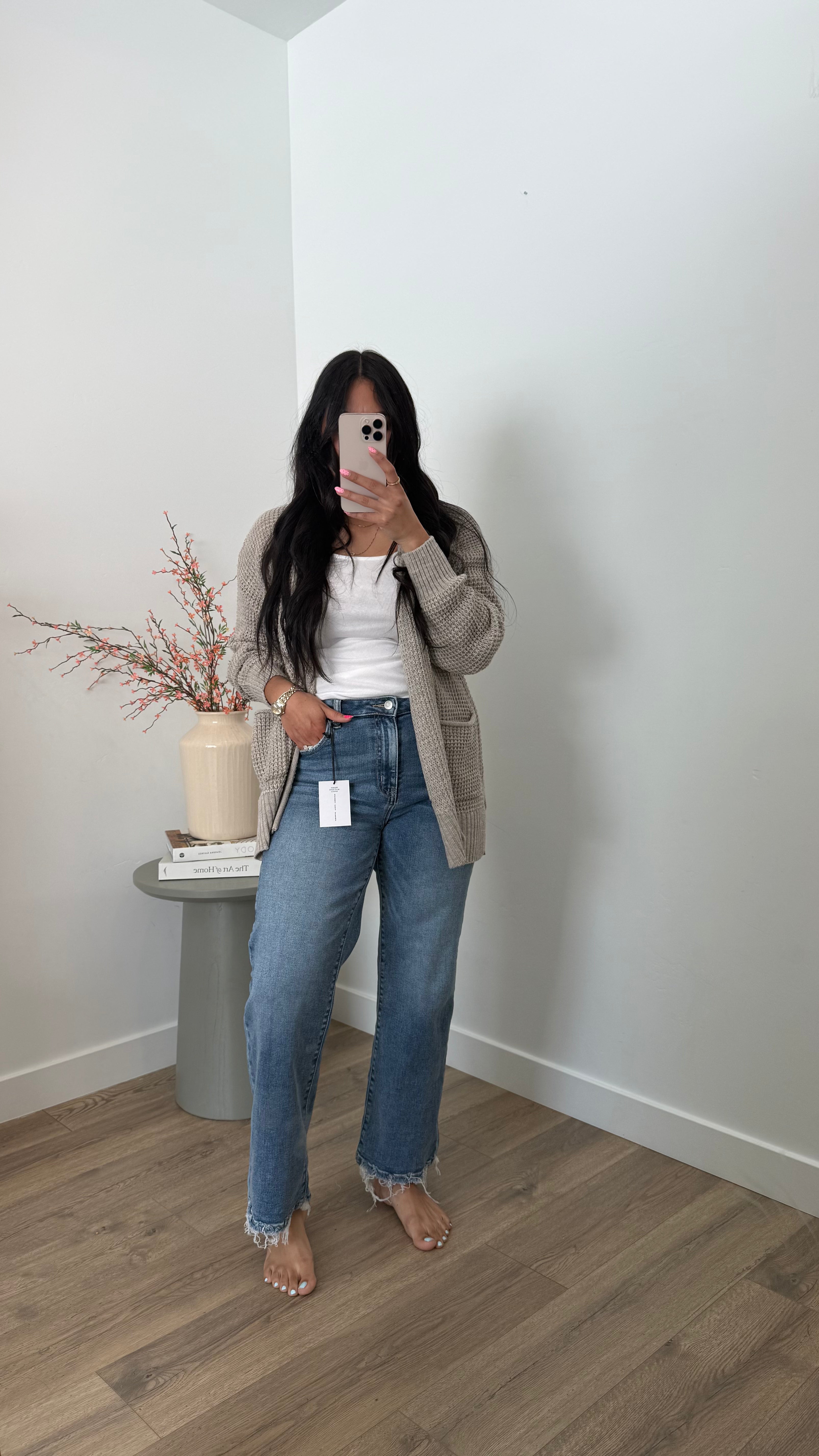 STRAIGHT RAW HEM DENIM PANTS